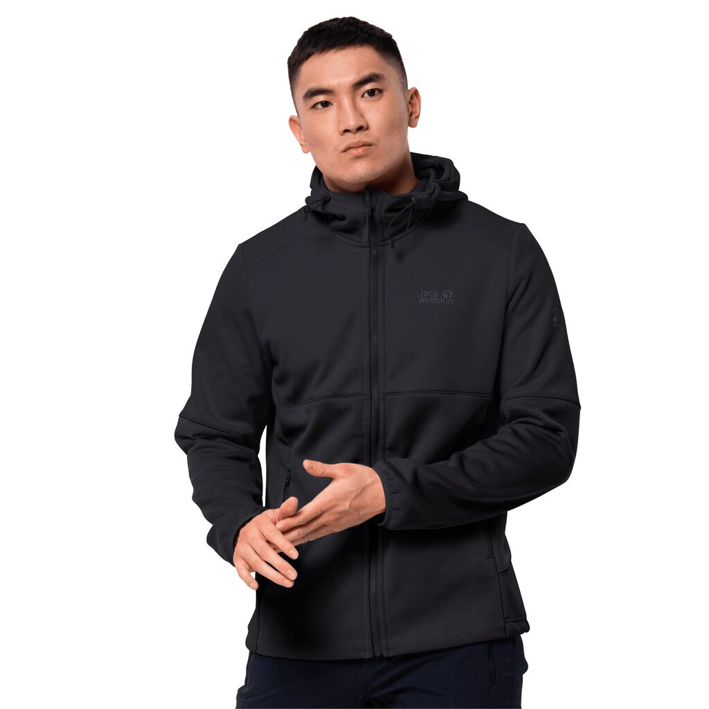 Jack Wolfskin HYDRO HOODED αθλητικό μπουφάν ανδρικα μαυρα | GR3493830